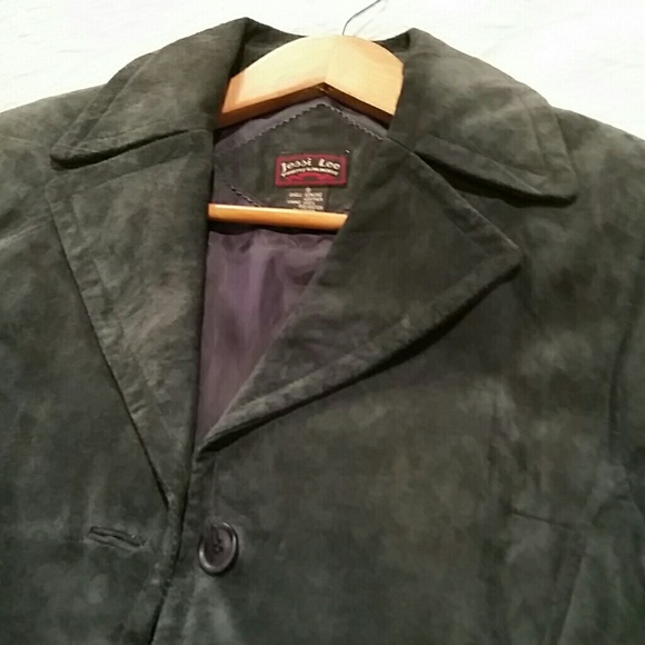 Vintage Blue/grey suede leather 3 button jacket - Picture 4 of 6